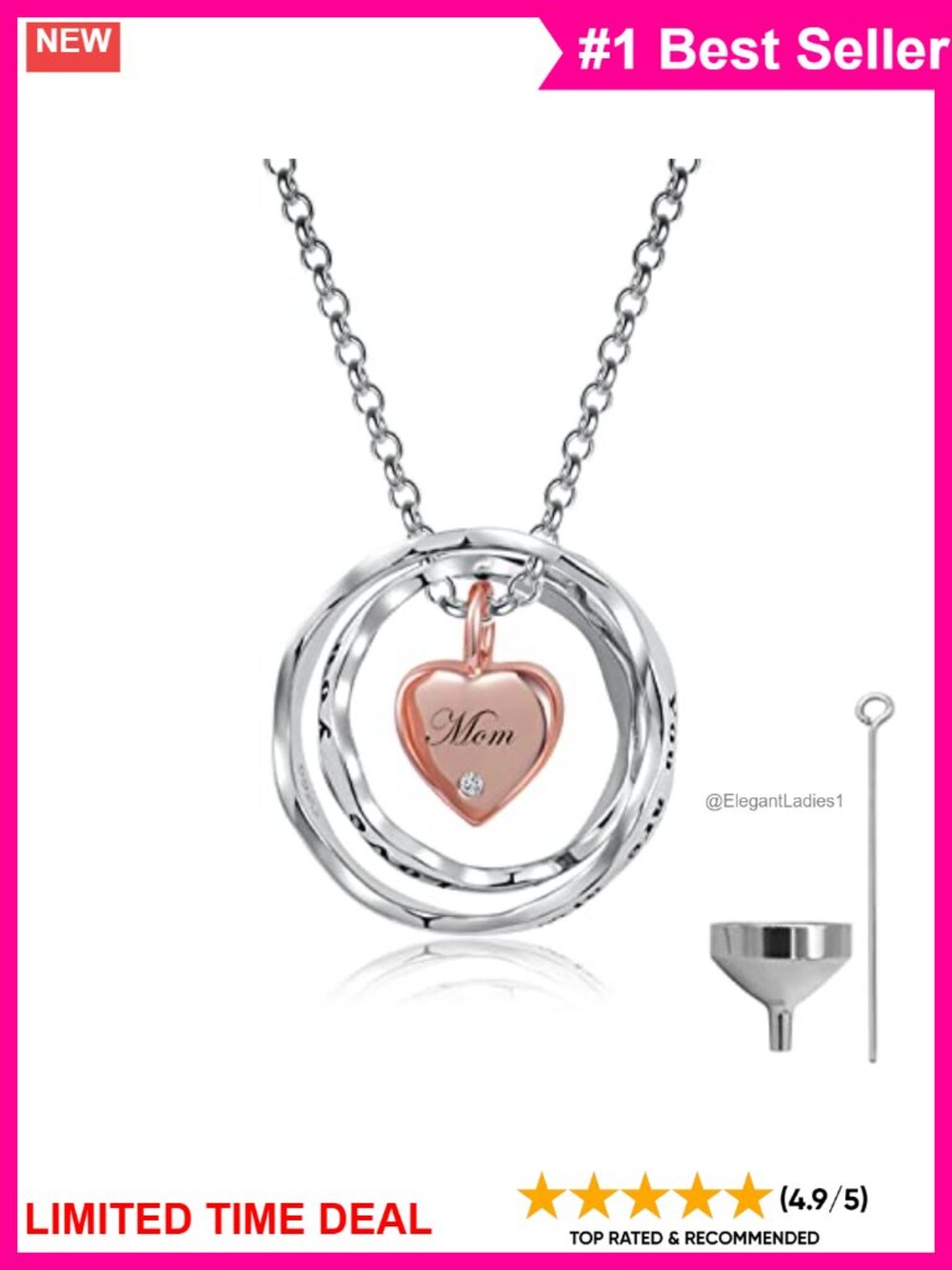 Sterling Silver Cremation Necklace Heart Keepsake Urn Pendant for Ashes